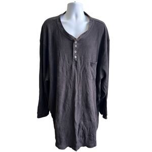 🔥 Boulder Creek 2XL Big Charcoal Waffle Knit Henley Thermal Shirt Workwear 90s